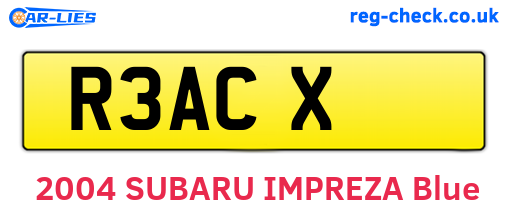 R3ACX are the vehicle registration plates.