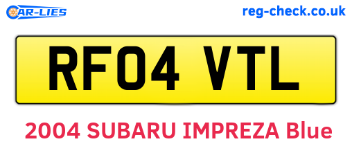 RF04VTL are the vehicle registration plates.