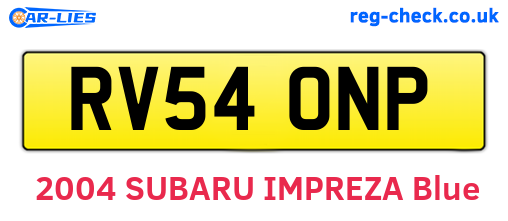RV54ONP are the vehicle registration plates.