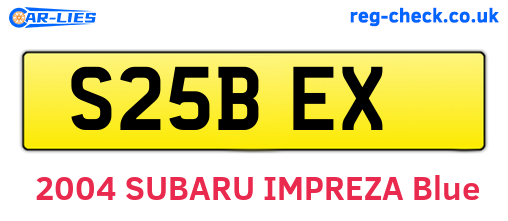 S25BEX are the vehicle registration plates.