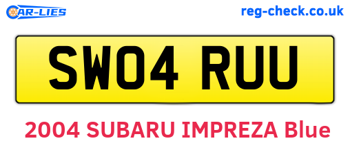 SW04RUU are the vehicle registration plates.
