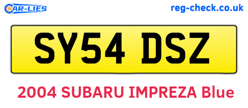 SY54DSZ are the vehicle registration plates.