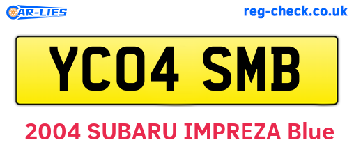 YC04SMB are the vehicle registration plates.