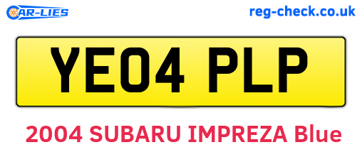 YE04PLP are the vehicle registration plates.