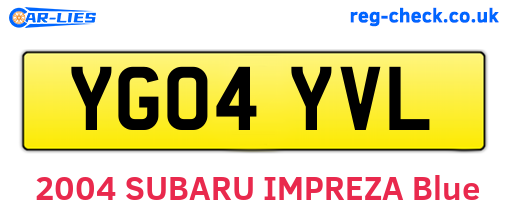 YG04YVL are the vehicle registration plates.