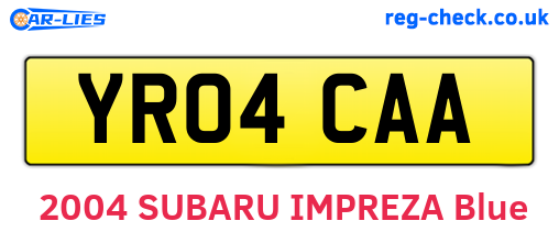 YR04CAA are the vehicle registration plates.