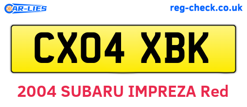 CX04XBK are the vehicle registration plates.