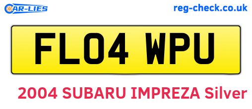 FL04WPU are the vehicle registration plates.