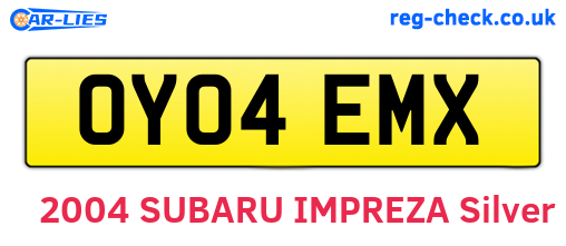 OY04EMX are the vehicle registration plates.
