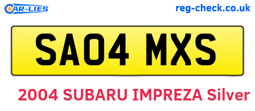 SA04MXS are the vehicle registration plates.