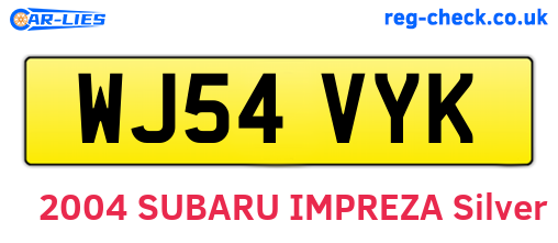 WJ54VYK are the vehicle registration plates.