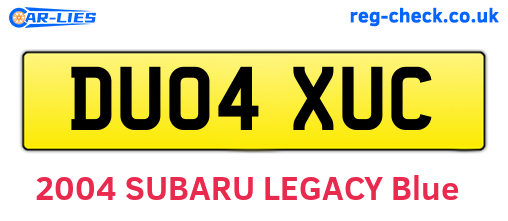 DU04XUC are the vehicle registration plates.
