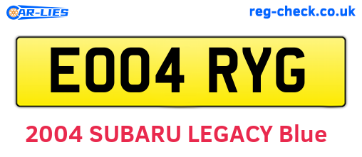 EO04RYG are the vehicle registration plates.