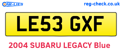 LE53GXF are the vehicle registration plates.