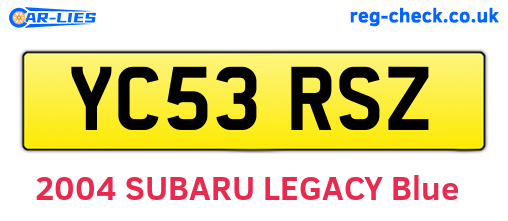 YC53RSZ are the vehicle registration plates.