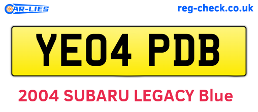 YE04PDB are the vehicle registration plates.