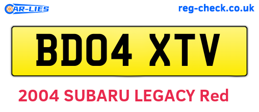 BD04XTV are the vehicle registration plates.