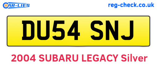 DU54SNJ are the vehicle registration plates.