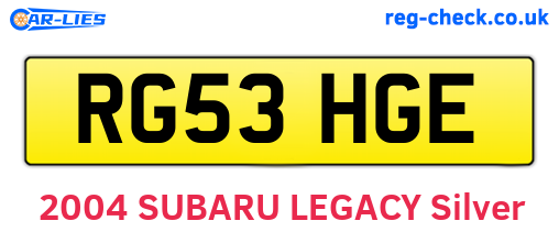 RG53HGE are the vehicle registration plates.