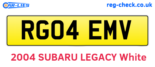 RG04EMV are the vehicle registration plates.