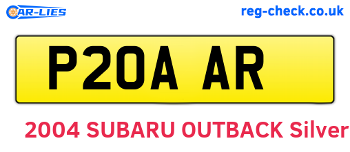 P20AAR are the vehicle registration plates.
