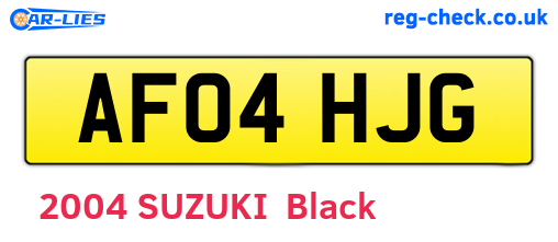AF04HJG are the vehicle registration plates.