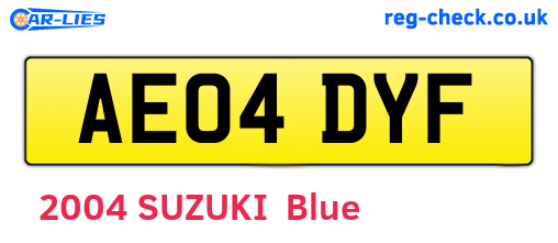 AE04DYF are the vehicle registration plates.