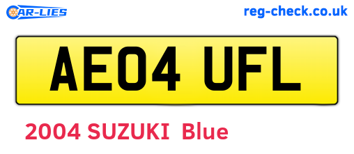 AE04UFL are the vehicle registration plates.
