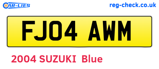 FJ04AWM are the vehicle registration plates.