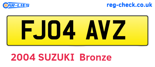 FJ04AVZ are the vehicle registration plates.
