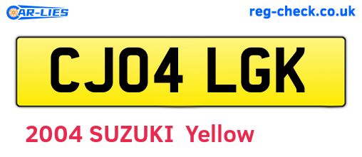 CJ04LGK are the vehicle registration plates.