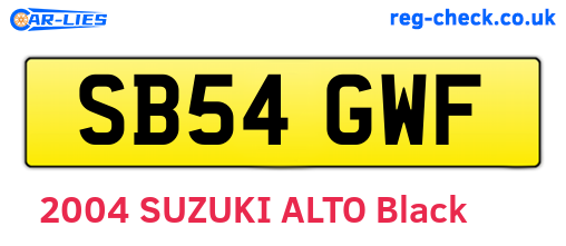 SB54GWF are the vehicle registration plates.