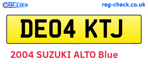 DE04KTJ are the vehicle registration plates.