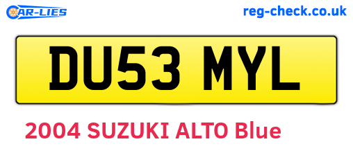 DU53MYL are the vehicle registration plates.