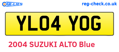 YL04YOG are the vehicle registration plates.