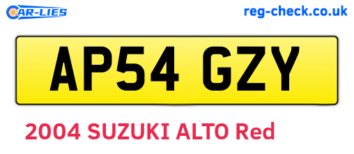 AP54GZY are the vehicle registration plates.