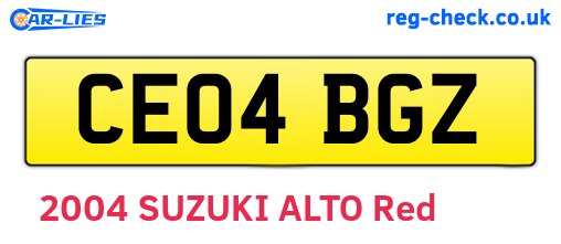 CE04BGZ are the vehicle registration plates.