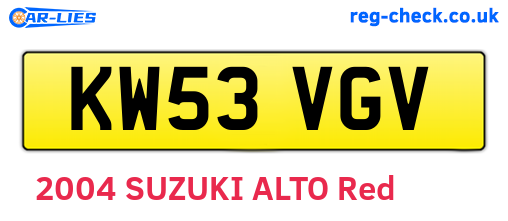 KW53VGV are the vehicle registration plates.