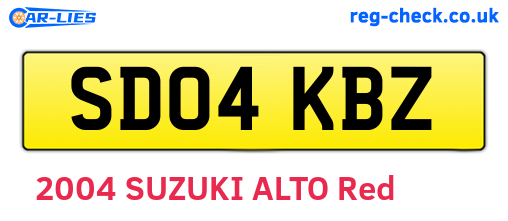 SD04KBZ are the vehicle registration plates.