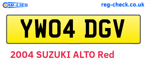 YW04DGV are the vehicle registration plates.