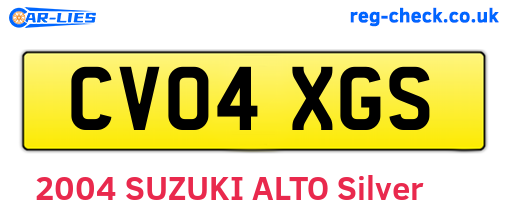 CV04XGS are the vehicle registration plates.