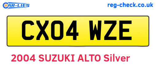 CX04WZE are the vehicle registration plates.