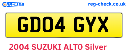 GD04GYX are the vehicle registration plates.