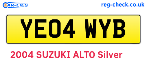 YE04WYB are the vehicle registration plates.