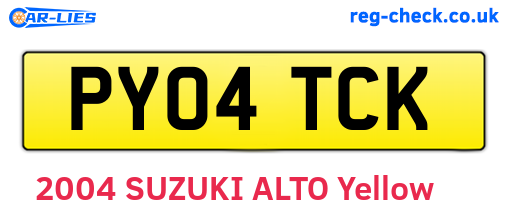 PY04TCK are the vehicle registration plates.