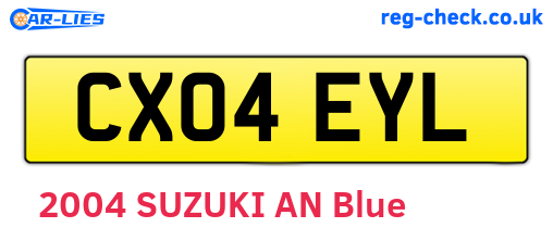 CX04EYL are the vehicle registration plates.