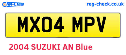 MX04MPV are the vehicle registration plates.