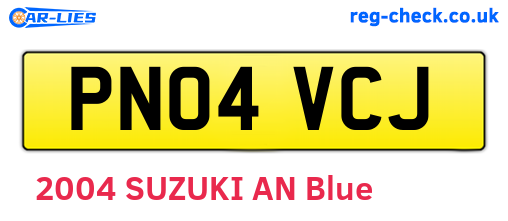 PN04VCJ are the vehicle registration plates.