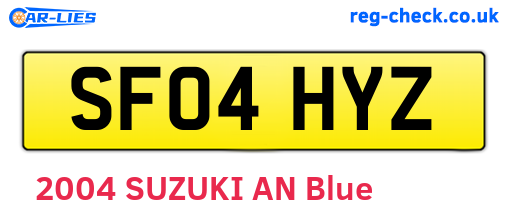 SF04HYZ are the vehicle registration plates.