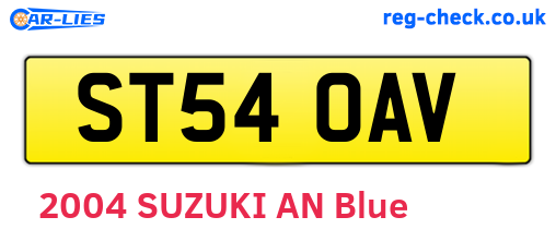 ST54OAV are the vehicle registration plates.